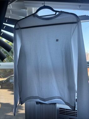 Acne Studios White Long-Sleeve Crewneck with Subtle Square Logo